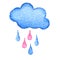 Vector blue dotted cloud and raindrops background.