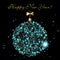 Vector Blue Enchanting Precious Grainy Christmas Ball