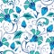 Vector blue green swirly flowers seamless pattern