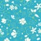 Vector Blue Green White Spring Florals Seamless