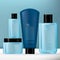 Vector Blue & Holographic Men Toiletries Packaging Set with Hand Sanitizer Bottle, Body Wash Bottle