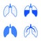 Vector blue human lung icons set