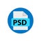 Vector blue icon PSD. File format extensions icon.
