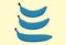 Vector Blue Java Bananas of different shapes. Three ripe bananas drawn in a flat design