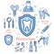 Vector blue line round concept - teeth protective shield