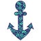 Vector blue ornamental decorative illustration of anchor