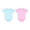 Vector Blue and Pink Blank Baby Bodysuit Template, Mock-up Closeup Isolated on White. Body children, baby shirt, onesie.