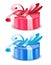 Vector blue and pink gift boxes isolated