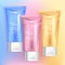Vector Blue, Pink and Yellow Color Tinted Translucent Beauty Tube