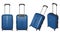 Vector blue plastic suitcase on wheels