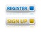 Vector blue register and yellow sign up button