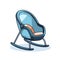 Vector of a blue rocking chair with an orange seat in a flat icon style