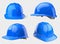 Vector blue safety helmets on transparent background