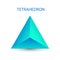 Vector blue tetrahedron with gradients for game, icon, package design, logo, mobile, ui, web. One of regular polyhedra