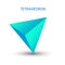 Vector blue tetrahedron with gradients for game, icon, package design, logo, mobile, ui, web. One of regular polyhedra