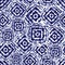 Vector blue and white shibori diamond and squares overlap patten. Suitable for textile, gift wrap and wallpaper.