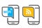 Vector blue and yellow wifi icon. Symbol for mobile. Network connection button, pointer.