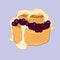 Vector blueberry muffin with jam