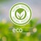 Vector blurred landscape design of green natural product logo ec