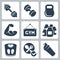 Vector bodybuilding/fitness icons set