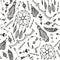 Vector boho seamless pattern. Hand drawn dream catcher, bird feather, arrows background.