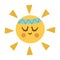 Vector boho sun with band on the head.