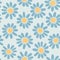 Vector bold blue flowers on polka dots Hand drawn