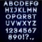 Vector bold chrome and blue neon alphabet letters