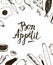 Vector Bon Appetit graphic poster with food