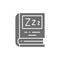 Vector book for bedtime reading grey icon.