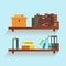 Vector bookshelf with books