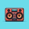 Vector of a boombox with speakers on top, in a simple and minimalist style