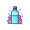 Vector of a bottle of water on a stack of soft pillows, representing relaxation and hydration