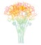 Vector bouquet with outline orange California poppy flower or California sunlight or Eschscholzia, leaf and bud isolated on white.