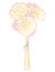 Vector bouquet of outline three Gerbera or Gerber flower in pastel pink and gold isolated on white background. Bunch of Gerbera.