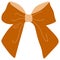 Vector bow Illustration. Isolated long brown ribbon and big bow with two tails. Colorful satin stretching line. Holiday concept.