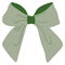 Vector bow Illustration. Isolated long green ribbon and big bow with two tails. Colorful satin stretching line. Holiday concept.