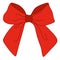 Vector bow Illustration. Isolated long red ribbon and big bow with two tails. Colorful satin stretching line. Holiday concept. New