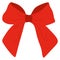 Vector bow Illustration. Isolated long red ribbon and big bow with two tails. Colorful satin stretching line. Holiday concept. New