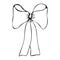 Vector bow with long ends in doodle style linear black