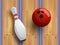 Vector bowling pattern or banner concept. Bowling track, ball, skittles on the floor