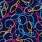 Vector bowling seamless black pattern. Color line art background.