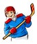 Vector boy character playing hockey sport game