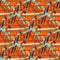 Vector braid effect damask weave seamless interlace pattern background. Macrame style ribbon plait lattice neon orange