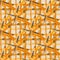Vector braid effect weave seamless interlace pattern background. Macrame style ribbon plait lattice orange beige ochre