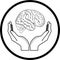 Vector brain in hands icon