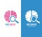 Vector brain and loupe logo combination. Education and magnifying symbol