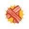 Vector breakfast icon with hot bacon slices