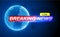 Vector Breaking news template. Holographic globe on world map. Hot news internet banner.