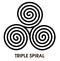 Vector breton and celtic original spiral triskele symbol. Black celtic triskelion spirals over white. Mystical
